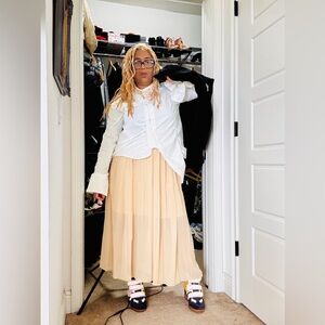 Elegant Cream Maxi Skirt